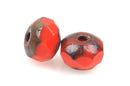 30 CORAL RED Rondelle Czech Pressed Glass Beads, 5mm faceted, Picasso bgl1397
