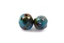 25 TURQUOISE BLUE PICASSO Round Fire Polished Czech Glass Beads  6mm   bgl1392