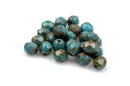 25 TURQUOISE BLUE PICASSO Round Fire Polished Czech Glass Beads  6mm   bgl1392