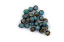 25 TURQUOISE BLUE PICASSO Round Fire Polished Czech Glass Beads  6mm   bgl1392