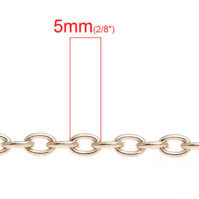 10 meters Bulk Gold Plated CABLE Link Chain (32+ feet), oval links are 5mm long, fch0407