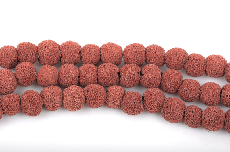 10mm RUST RED LAVA Beads, Perfume Diffuser Beads, Essential Oil Beads, full strand, 42 beads per strand, glv0010