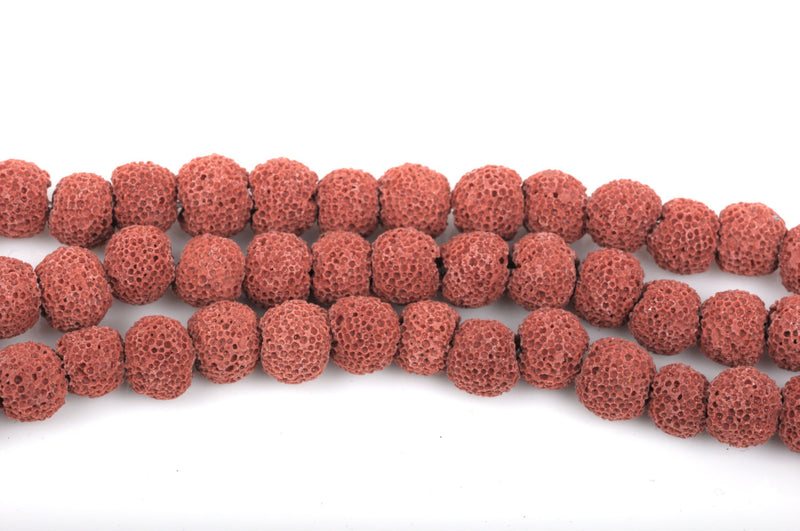 8mm RUST RED LAVA Beads, Perfume Diffuser Beads, Essential Oil Beads, full strand, 50 beads per strand, glv0013