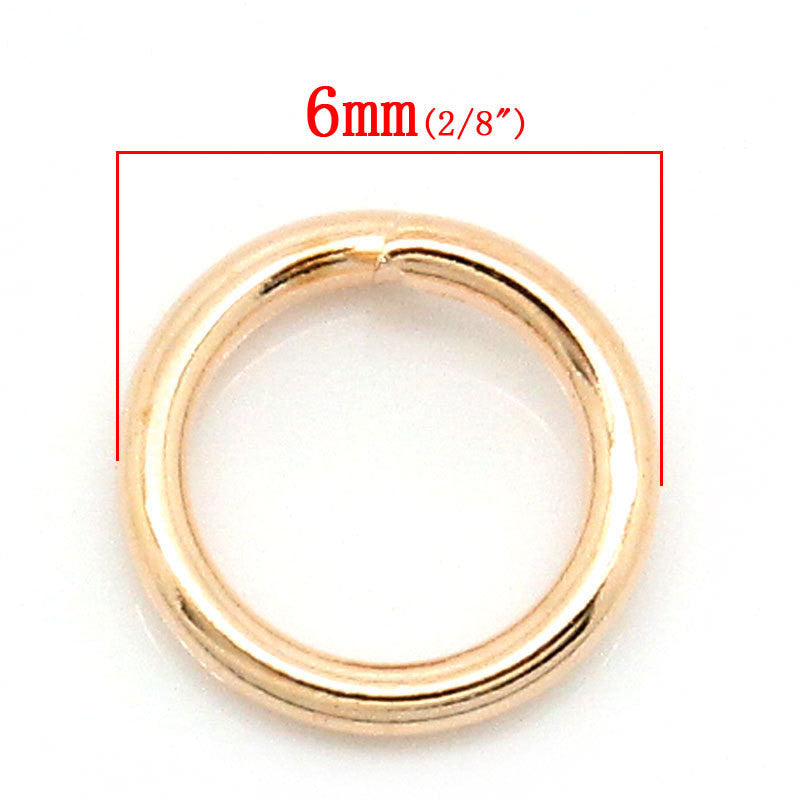 50 pcs 6mm ROSE GOLD Open Jump Rings, Wire Findings, 20 gauge, jum0169