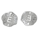 5 Silver letter E connector Charms, Monogram E Charms, Alphabet, hammered metal, 1/2" diameter domed connector links, findings, chs2362