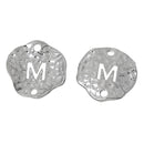 5 Silver letter M connector Charms, Monogram M Charms, Alphabet, hammered metal, 1/2" diameter domed connector links, findings, chs2366