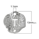 5 Silver letter T connector Charms, Monogram T Charms, Alphabet, hammered metal, 1/2" diameter domed connector links, findings, chs2375