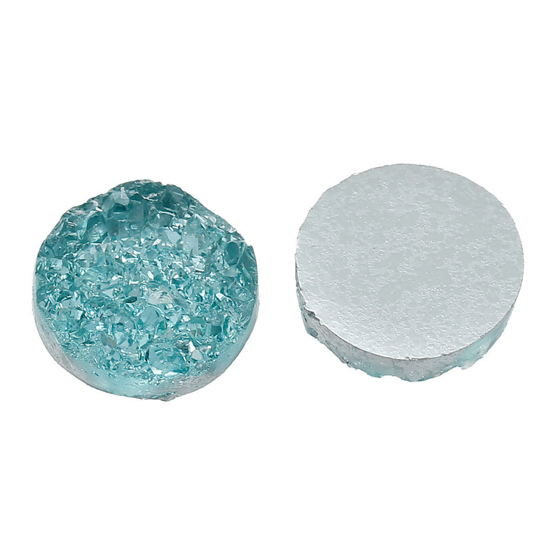 10 Round Resin Turquoise Blue DRUZY CABOCHONS, faux druzy, 12mm, cab0423a