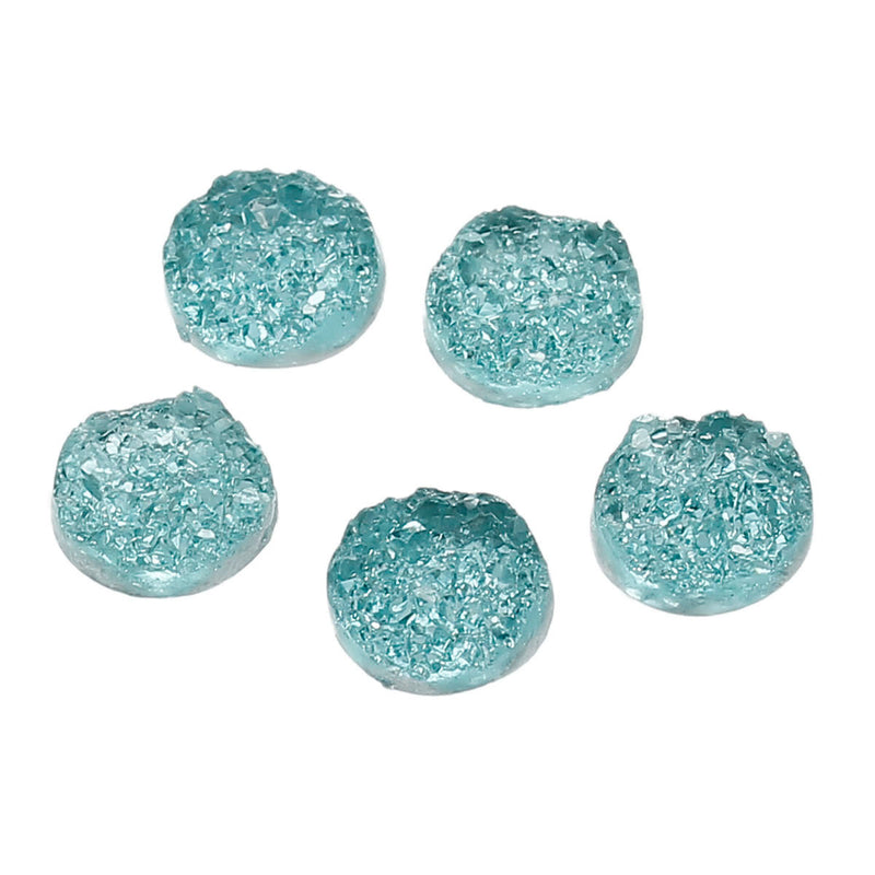 50 Round Resin Turquoise Blue DRUZY CABOCHONS, faux druzy, 12mm, cab0423b
