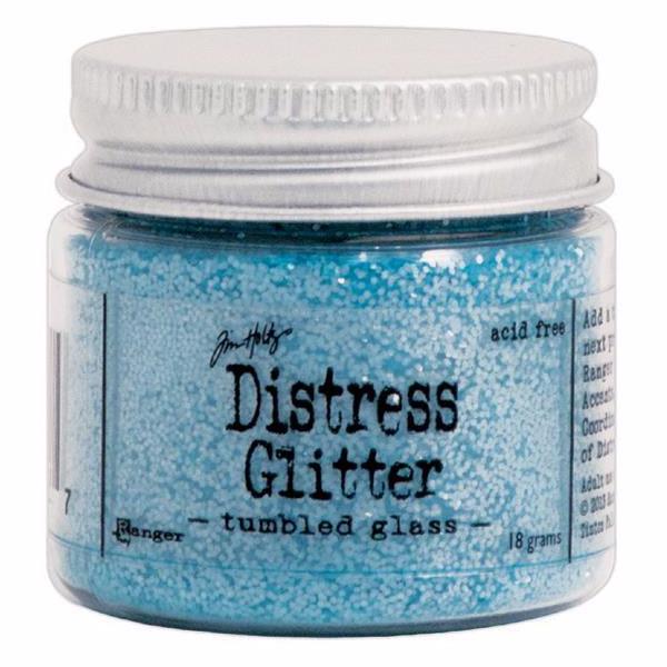 TURQUOISE BLUE Tumbled Glass Glitter, Ranger Tim Holtz Distress Glitter, 18 grams in jar, for Ice Resin, Embellishment, Mixed Media, cft0042