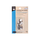 5 Half Ball Cover Buttons, Silver Brass, Size 24, 5/8", fabric button covers, but0251