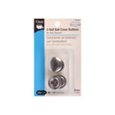 3 Half Ball Cover Buttons, Silver Brass, Size 45, 1-1/8", fabric button covers, but0255