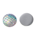 12mm MERMAID FISH Scale Cabochons, Round Resin Metallic, Clear AB iridescent, 100 pieces, 1/2"  cab0496b