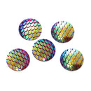 18mm MERMAID FISH Scale Cabochons, Round Resin Metallic, Red AB iridescent, 10 pieces, 11/16"  cab0426