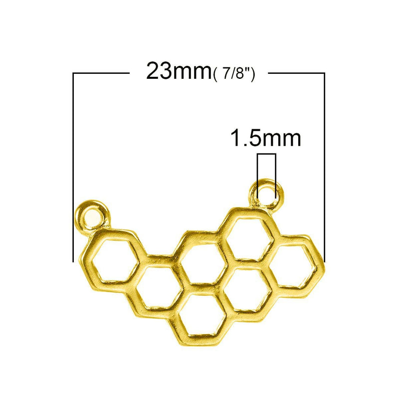 5 BEEHIVE Chemistry Charms, Gold Tone Charm Pendants, Science Charms, Bee Charms, 23x15mm, chg0396