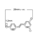 5 RESVERATROL Red Wine Molecule Chemistry Charms, Silver Tone Charm Pendants, Science Charms, 28x15mm, chs2389