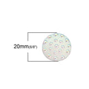 20mm Round Cabochons, White AB Iridescent with Bumpy Dots, Round Resin Metallic Frosted, 10 pcs, cab0427
