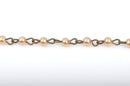 1 yard Taupe Light Brown Pearl Rosary Chain, bronze wire, 4mm round glass pearl beads, fch0414a