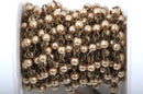 1 yard Taupe Light Brown Pearl Rosary Chain, bronze wire, 4mm round glass pearl beads, fch0414a