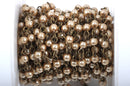 1 yard Taupe Light Brown Pearl Rosary Chain, bronze wire, 4mm round glass pearl beads, fch0414a