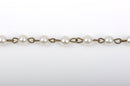1 yard Ivory Off White Pearl Rosary Chain, bronze, 6mm round glass pearl beads, fch0416a