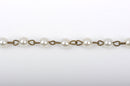 13 feet (4.33 yards) Ivory Off White Pearl Rosary Chain, bronze, 6mm round glass pearl beads, fch0416b