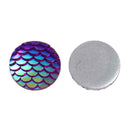 18mm MERMAID FISH Scale Cabochons, Round Resin Metallic, Purple AB iridescent, 10 pieces, 11/16" cab0428