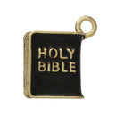 4 HOLY BIBLE Charms, Gold Plated Charms, double sided, 3d charms, 18x15mm, chg0404