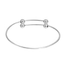 5 SILVER PLATED Bangle Charm Bracelet, adjustable size expandable to fit wrist, fits medium to large wrist, thick 15 gauge, 8-1/8" fin0552