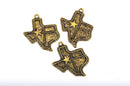 10 TEXAS FLAG Charms, Texas State Cutout Charm Pendants, Antiqued Gold Metal, 38x32mm, chg0405