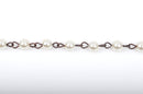 13 feet (4.33 yards) Ivory Off White Pearl Rosary Chain, antique copper, 6mm round glass pearl beads, fch0423b