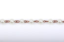 1 yard Ivory Off White Pearl Rosary Chain, copper, 6mm round glass pearl beads, fch0424a