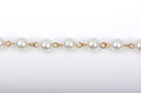 13 feet Ivory Off-White Pearl Rosary Chain, bright gold wire, 8mm round glass pearl beads, fch0426b