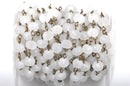 13 feet (4.33 yards) FROSTED WHITE Crystal Rondelle Rosary Chain, bronze, 8mm faceted rondelle glass beads, fch0430b