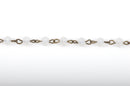 1 yard FROSTED WHITE Crystal Rondelle Rosary Chain, bronze, 6mm faceted rondelle glass beads, fch0432a