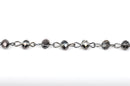 1 yard Smoky Grey AB Crystal Rondelle Rosary Chain, gunmetal, 6mm faceted rondelle glass beads, fch0433a