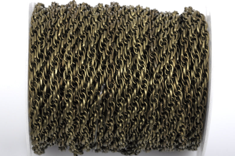 1 yard (3 feet) BRONZE Triple Link Chain, links are 5x3mm, fch0434a