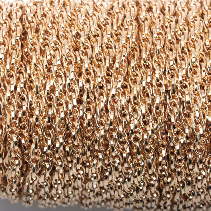 1 yard (3 feet) LIGHT GOLD Triple Link Chain, links are 5x3mm, fch0436a