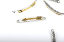 5 ARROW Bracelet Connector Links, silver base with gold arrow, curved bracelet charms, 54x8mm, chs2393