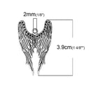 5 ANGEL WINGS charm pendants, antiqued silver metal, 39x24mm, chs2398
