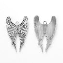 5 ANGEL WINGS charm pendants, antiqued silver metal, 39x24mm, chs2398