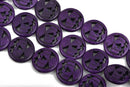 20mm PURPLE Carved Jack O Lantern Beads, carved howlite stone, full strand, about 21 beads, how0556