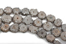 2 HEATHER GREY Druzy Beads, Natural Quartz, Titanium Plated, Cross Section of Stalactite, 12mm to 16mm, gdz0183