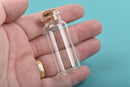 5 Small Glass Jar Vials, 55mm tall, 2-1/8" tall includes corks, fin0579