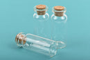 5 Small Glass Jar Vials, 55mm tall, 2-1/8" tall includes corks, fin0579