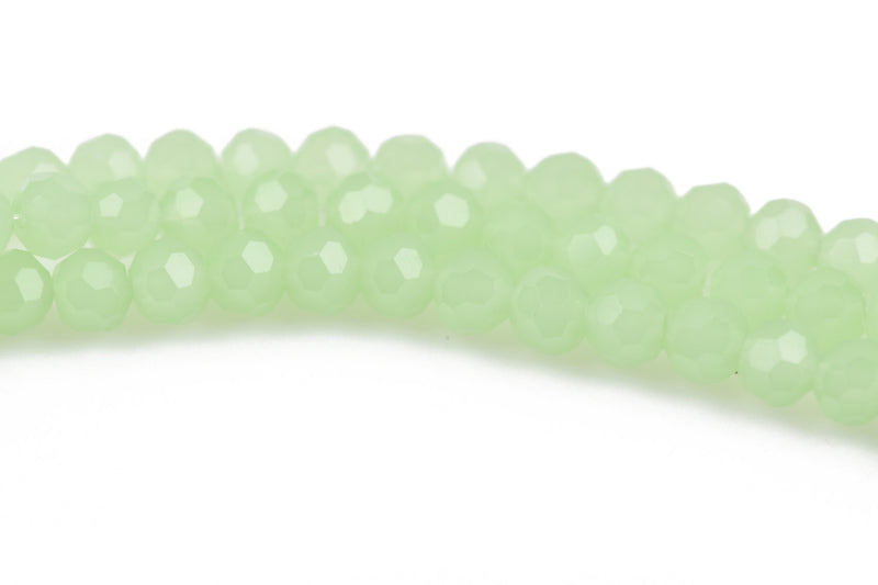 4mm LIGHT GREEN OPAL Glass Crystal Round Beads, Opaque Faceted Beads, 100 beads, bgl1550