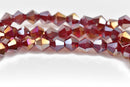 6mm RED AB Bicone Glass Crystal Beads, Faceted Beads, 50 beads, bgl1557