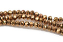 4mm METALLIC Dark GOLD Bronze Rondelle Crystal Beads, Faceted Opaque Glass Crystal Beads, 145 beads, bgl1560