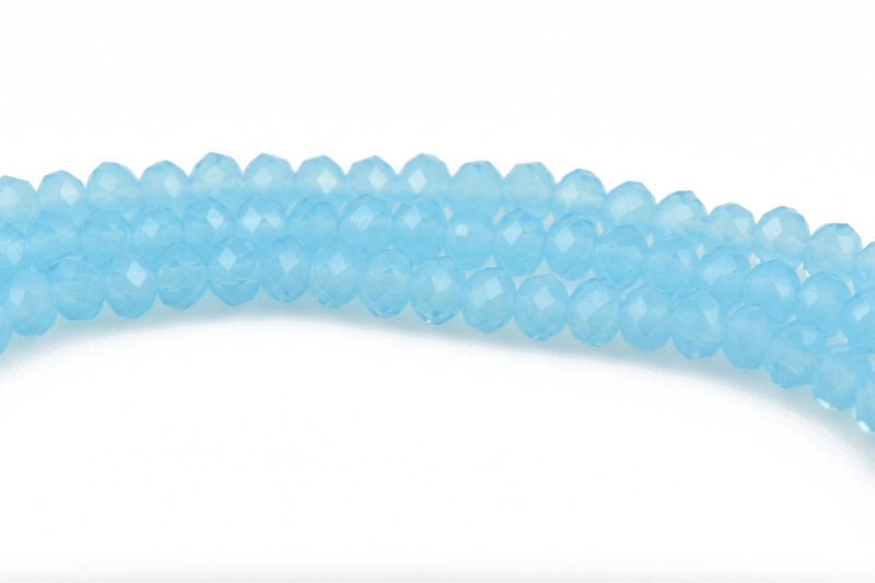 4mm AQUAMARINE BLUE Rondelle Crystal Beads, Faceted Translucent Glass Crystal Beads, 145 beads, bgl1569