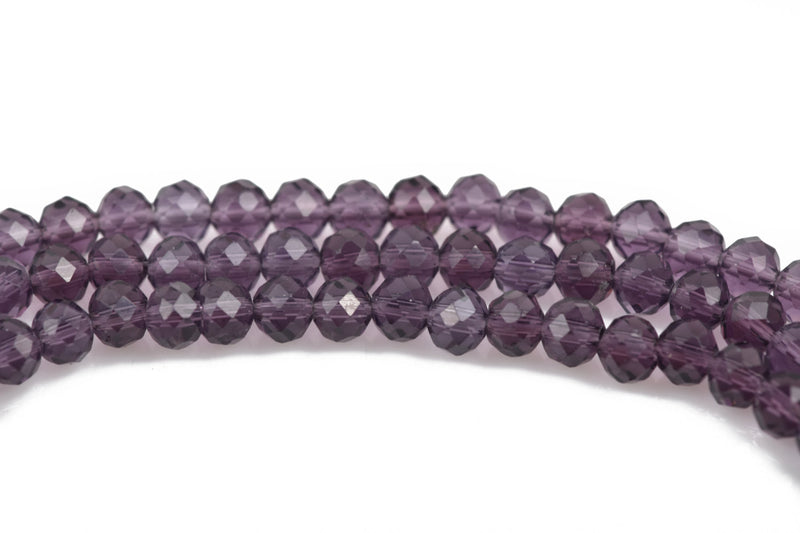 4mm AMETHYST PURPLE Rondelle Crystal Beads, Faceted Transparent Glass Crystal Beads, 145 beads, bgl1561
